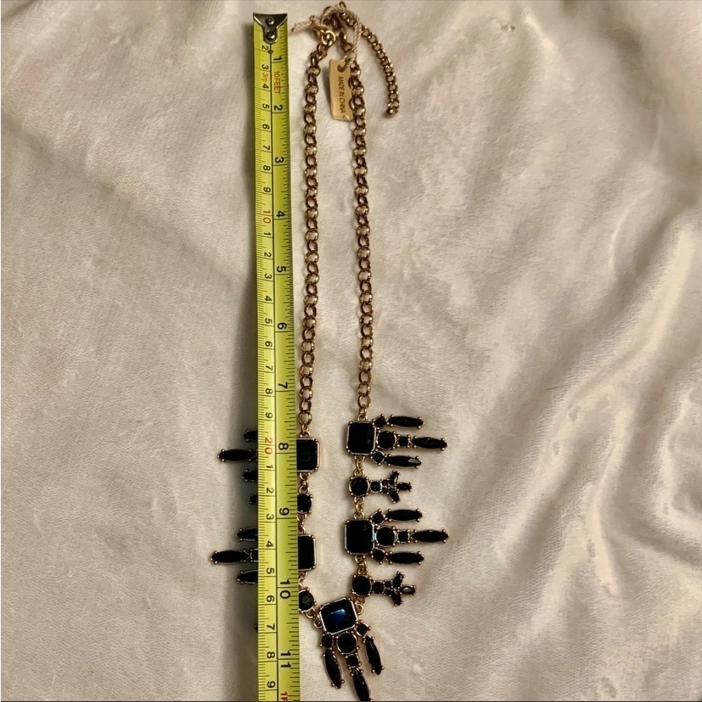 NWT Tribal Set Necklace & Earrings IMAN Gold-Tone Shiny Black Bib Necklace Gift - Picture 16 of 16
